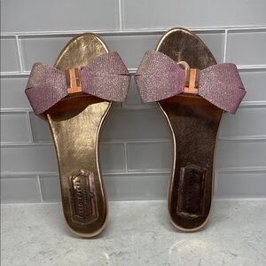 Ted Baker - Metallic Pink Bow Sandals